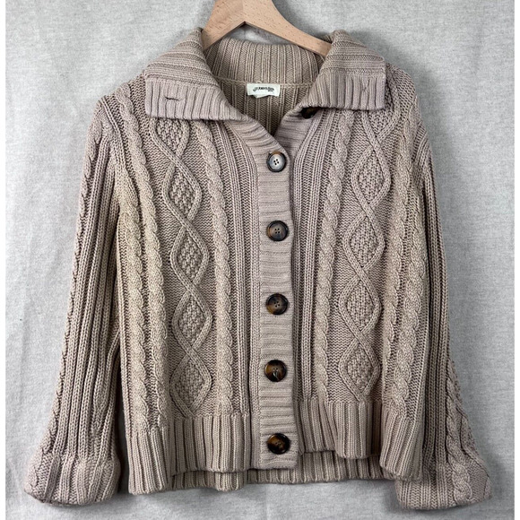 St. John's Bay Sweaters - Vintage St Johns Bay Womens Chunky Cable Knit Cardigan Sweater Petite L Button